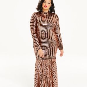 Rose gold sequin dress